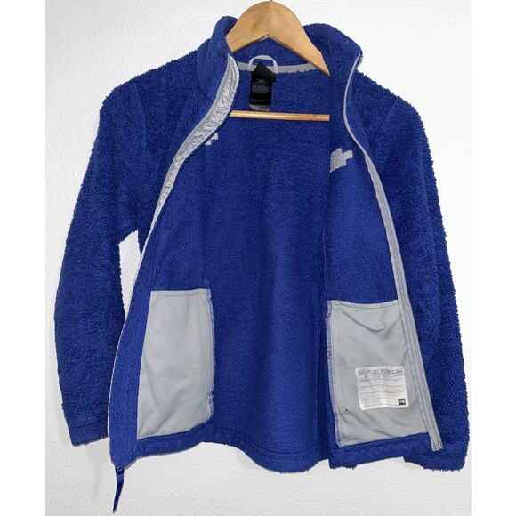 The North Face Girl's Full Zip Collared Blue Sherpa Jacket Medium - Picture 4 of 9